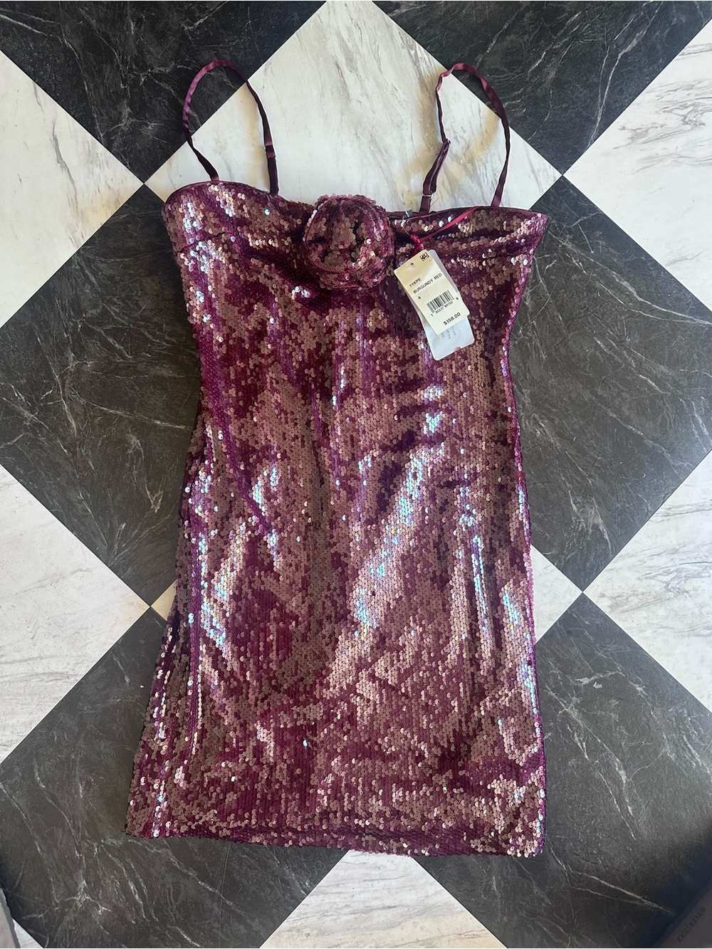 French Connection Plum Sequin Mini Dress size 4 NEW with tags